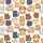 Pet Lovers' Whimsical White Orange Tan Brown Slate Blue Cartoon Cat Dog Seamless Pattern Satin Pajamas Set - 4