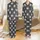 Cat Lovers' Whimsical Black White Grey Tabby Kitten Pattern with Sky Blue Eyes Holding Green Leaf Branch on Charcoal Satin Pajamas Set - 1