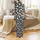 Cat Lovers' Whimsical Cartoon Cats Seamless All-Over Pattern Deep Black Soft Grey Blue Lavender Pink Satin Pajamas Set - 3