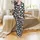 Cat Lovers' Whimsical Cartoon Cats Seamless All-Over Pattern Deep Black Soft Grey Blue Lavender Pink Satin Pajamas Set - 2