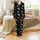 Cat Lovers' Monochrome Playful Cats Yin-Yang Heart Design Minimalist Graphic Art Satin Pajamas Set - 2