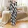 Cat Lovers' Whimsical Black White Grey Cartoon Cat All-Over Print Pink Ears Blue Eyes Pattern Satin Pajamas Set - 2