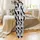 Cat Lovers' Whimsical Black White Grey Cartoon Cat All-Over Print Pink Ears Blue Eyes Pattern Satin Pajamas Set - 3