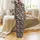 Cat Lovers' Whimsical Flat Art Cats Pattern in Muted Greys Cream Rose Terracotta on Dark Charcoal Satin Pajamas Set - 3