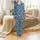 Cat Lovers' Whimsical Muted Blue Black Cat Playful Starry Moon Seamless Pattern Satin Pajamas Set - 2