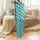 Cat Lovers' Playful Black Cats White Crescent Moons Twinkle Stars Light Aqua Whimsical Pattern Satin Pajamas Set - 3