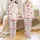 Whimsical Style Lovers' Stylized Jungle Creatures Repeat Pattern with Pastel Pink Magenta Camel Brown Gold & Dark Brown Line Art Satin Pajamas Set - 1