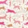Whimsical Style Lovers' Stylized Jungle Creatures Repeat Pattern with Pastel Pink Magenta Camel Brown Gold & Dark Brown Line Art Satin Pajamas Set - 4