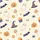Whimsical Halloween Enthusiasts' Cream Orange Indigo Jack-o'-Lantern Ghost Bat Sweet Treats Pattern Satin Pajamas Set - 4