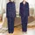 Whimsical Cat Lovers' Vivid Neon Black Cat All-Over Pattern Indigo Starry Sky Satin Pajamas Set - 1