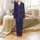 Whimsical Cat Lovers' Vivid Neon Black Cat All-Over Pattern Indigo Starry Sky Satin Pajamas Set - 2