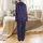 Whimsical Cat Lovers' Vivid Neon Black Cat All-Over Pattern Indigo Starry Sky Satin Pajamas Set - 3