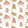 Whimsical Animal Lovers' Blush Pink Light Brown Capybara-like Pattern with Pale Yellow Flower Crowns Satin Pajamas Set - 4