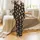 Sweet Style Enthusiasts' Charcoal Black Plush Caramel Bear Hearts Orange Flowers Seamless Pattern Satin Pajamas Set - 2