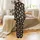 Sweet Style Enthusiasts' Charcoal Black Plush Caramel Bear Hearts Orange Flowers Seamless Pattern Satin Pajamas Set - 3
