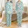Women's Whimsical Llama Pajamas: Vibrant Desert Scene with Rainbows & Cacti Satin Pajamas Set - 1