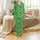 Women's May Birth Flower Lily of the Valley Botanical Green White Floral Sleepwear Set Satin Pajamas Set - 2