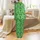 Women's May Birth Flower Lily of the Valley Botanical Green White Floral Sleepwear Set Satin Pajamas Set - 3