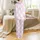 Elegant Pink Toile de Jouy: Vintage Rose & Bow Botanical - Velveteen Plush Throw Satin Pajamas Set - 3