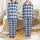 Women's Preppy Rustic Gingham Pajamas: Denim Blue & White Sleep Set Satin Pajamas Set - 1