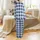 Women's Preppy Rustic Gingham Pajamas: Denim Blue & White Sleep Set Satin Pajamas Set - 3