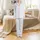Women's White & Periwinkle Floral Pajamas: Hand-Drawn Boho Botanical Sleep Set Satin Pajamas Set - 2