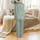 Personalized Bridesmaid & Bridal Party Sage Green Typographic Wedding Phrase Pattern Satin Sleep Set Satin Pajamas Set - 3