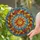 Nature Lovers' Vibrant Jewel Tone Stained Glass Sunburst Autumn Leaf Mosaic Pattern Stained Glass Suncatcher - 2