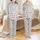 Kawaii Cat Lovers' Seamless Pastel Pink Teal Blue White Cartoon Cat Faces Pattern with Bows, Hearts, & Sunglasses Satin Pajamas Set - 1