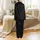 Cat Lovers' Minimalist White Outline Playful Cats Paw Prints Black Pattern Satin Pajamas Set - 3