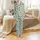 Cat Lovers' Whimsical Urban Cats Minimalist Sage Green Line Art Black Silhouette Pattern Satin Pajamas Set - 2
