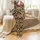 Cat Lovers' Intricate Realistic Cat Portraits with Emerald, Blue, Amber Eyes in Vibrant Knitted Wear Pattern Satin Pajamas Set - 2