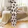 Pattern Lovers' Fluid Organic Dark Brown Cow Print Style on Crisp White Satin Pajamas Set - 3