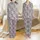 Whimsical Animal Lovers' Heather Grey Hand-Drawn Fluffy Highland Cow Flower Crown Fuchsia Pink Red Pattern Satin Pajamas Set - 1