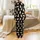 Cat Lovers' Whimsical Black Pattern with Tan & White Cartoon Cats, 'Cute Cat' Script, Pink Hearts Satin Pajamas Set - 3