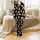 Cat Lovers' Whimsical Black Pattern with Tan & White Cartoon Cats, 'Cute Cat' Script, Pink Hearts Satin Pajamas Set - 2