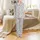 Animal Lovers' Cute Stylized Cartoon Forest Animals Seamless Pattern with Pastel Bears, Foxes, Rabbits on Heathered Light Grey Satin Pajamas Set - 2