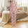 Women's Cheerful Pastel Pink White Cartoon Bunny Purple Yellow Flower Orange Heart Illustrative Pattern Satin Pajamas Set - 2