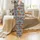 Country Charm Enthusiasts Seamless Rustic Highland Cattle Pattern Reddish-Brown Fur Dusty Blue-Grey Landscape Satin Pajamas Set - 2