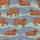 Country Charm Enthusiasts Seamless Rustic Highland Cattle Pattern Reddish-Brown Fur Dusty Blue-Grey Landscape Satin Pajamas Set - 4