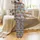 Country Charm Enthusiasts Seamless Rustic Highland Cattle Pattern Reddish-Brown Fur Dusty Blue-Grey Landscape Satin Pajamas Set - 3