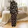 Cow Lovers' Whimsical Brown Tan Cows Red Bows Sassy White Text Black Seamless Pattern Satin Pajamas Set - 3