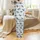 Cow Lovers' Light Blue White Watercolor Gingham Hand-Drawn Holstein Cow Pasture Repeat Pattern Satin Pajamas Set - 3