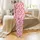 Cowgirl Chic Fans' Blush Pink Fuchsia Stylized Scattered Cowboy Boots Heart Badge Pattern Satin Pajamas Set - 2