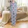 Cute Animal Lovers' Whimsical Cartoon Cow Seamless Repeat Light Periwinkle Blue Pink Bows Black Spots Luck Pattern Satin Pajamas Set - 2