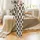 Cute Animal Lovers' Fluffy Baby Highland Cow Black White Fur Light Pink Snout Brown Striped Pom-Pom Beanie Pattern Satin Pajamas Set - 2