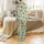Whimsical Animal Lovers' Pastel Mint Green Highland Cow Golden Sunflower Rustic Repeat Design Satin Pajamas Set - 3
