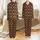 Animal Lovers' Detailed Illustrative Baby Highland Calf Burnt Orange Red-Brown Tan Fur Repeating Pattern on Dark Heather Grey Satin Pajamas Set - 1