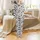 Cute Style Adorers' Whimsical Black Cow Spot Pattern Cute Cartoon Cow Faces Pink Brown Accents White Satin Pajamas Set - 2