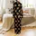 Highland Cow Lovers' Whimsical Scattered Baby Highland Cows Golden Brown Reddish-Brown Leopard Print Bows Black Background Satin Pajamas Set - 3